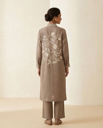 Ivory Botanical Embroidered Shirt