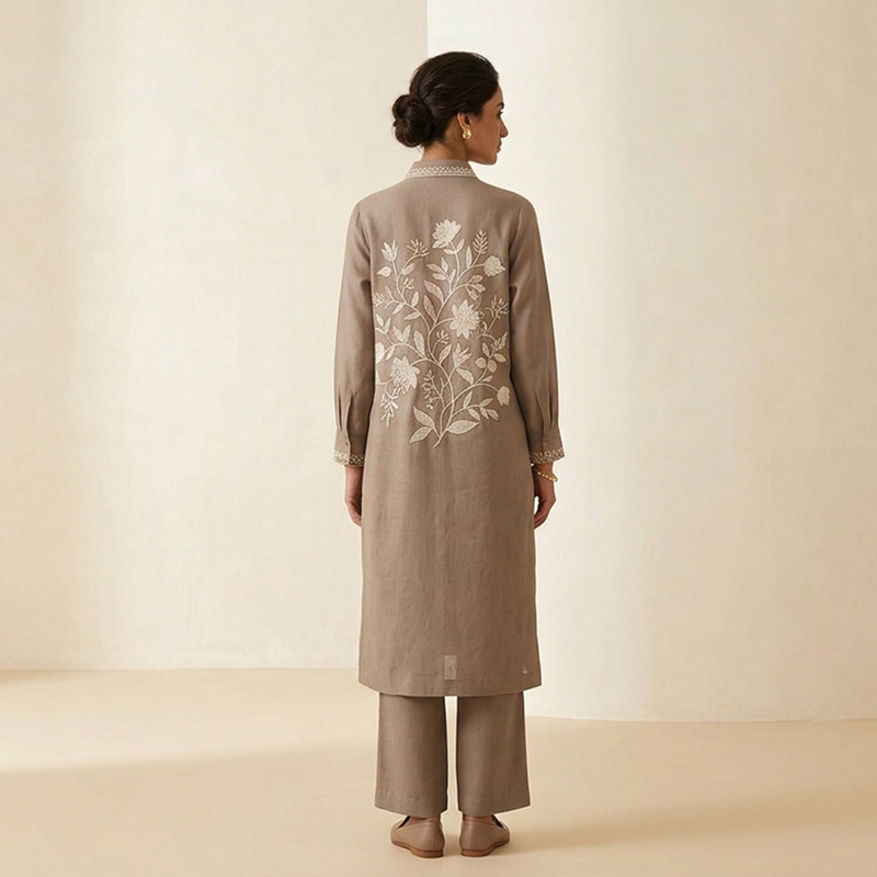 Ivory Botanical Embroidered Shirt