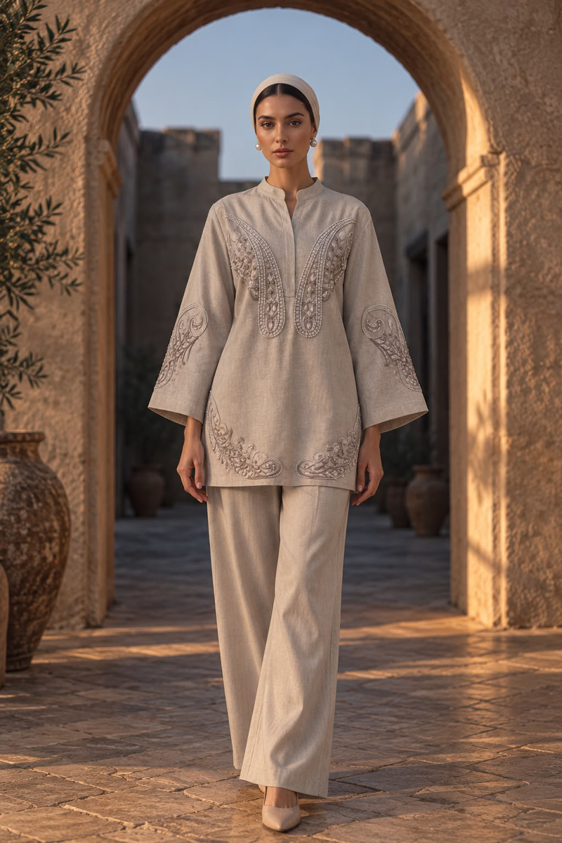Pearl Embellished Two-Piece Set